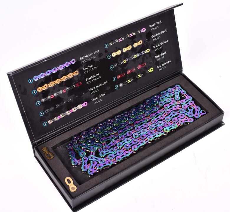 SUMC инструмент для демонтажа цепи велосипеда (116 ссылки 126 ссылки 9/10/11/12 скорость EL Цепи Горный Дорожный велосипед цепь цветов радуги