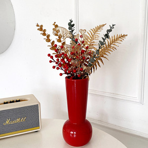 Bouquet de fruits artificiels Kch, baies rouges, grenades, feuilles vertes pour arrangement floral, décoration de la maison, décoration de festival - Product Image 3