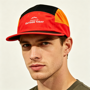 Gorra de running de 5 paneles de mezclilla de secado rápido, gorra de campamento para exteriores, logotipo personalizado, gorra deportiva ligera y transpirable, unisex, para viajes de verano, informal - Product Image 1