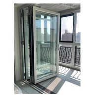 Porte pliante extérieure à rupture de pont thermique en aluminium, porte patio pliante, porte accordéon en verre à cadre noir pour jardin extérieur