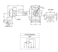 Potentiomètre rotatif 500k 1100f-10k avec bouton bicolore