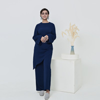 Ensemble 2 pièces 2026 – Abaya et pantalon brodés respirants pour femme, style décontracté, idéal pour mariage, Ramadan, Aïd – Longueur au sol en polyester