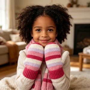 <span class=keywords><strong>Manoplas</strong></span> de Invierno para Niños Pequeños, de Acrílico y Algodón, hasta la Muñeca, con Dedos Completos, Coloridas, Rosa y Azul, Calentadores de Manos para Niñas y Niños - Product Image 6