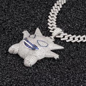 Collar con Colgante de Monstruo de Dibujos Animados con Incrustaciones de Diamantes, Cadena de Oro Estilo Hip Hop, Disponible para la Venta, Exportador Indio - Product Image 2