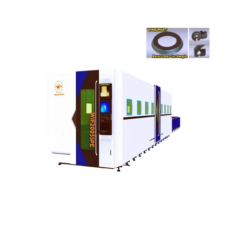 Winsumart 3D Laser Diamond Cutting Machine 6kw Fiber Laser Cutting Machine With Rotary Device And Exchange Table