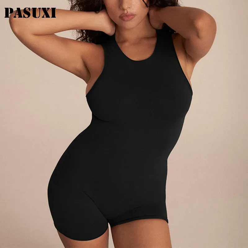 PASUXI Jumpsuit Fitness Wanita, Pakaian Olahraga Satu Potong Seksi Celana Yoga