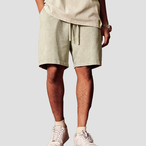 Summer Active Wear Blank 358G Heavyweight Jogging Shorts Unisex Terry 100% Cotton Workout Vintage Distressed Acid Wash Shorts - Product Image 3