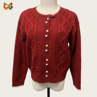CG Custom Label Premium Atmungsaktive Winter Euro-Amerikanische Damen-Strickjacke mit Perlenmuster am Kragen Lässiger Cardigan mit Einknopfverschluss