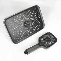 Ensemble de douche combiné rectangulaire chromé ABS avec barre coulissante, modes de jet et contrôle d'eau à un bouton pour hôtels et villas