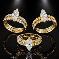 Bague de Fiançailles et de Mariage pour Femme en Or Plaqué 18 carats avec Moissanite D Color VVS1 Solitaire Marquise Pavée Large Tressée Style Vintage