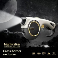 Laisse de chien rétractable automatique avec éclairage LED intégré, poignée antidérapante pour la promenade des animaux de compagnie