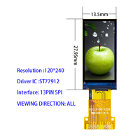 1,0-Zoll-TFT-HD-LCD-Bildschirm mit einer Auflösung von 120 x 240 IPS, 13-poliger, gelöteter SPI-Treiber-IC ST77912.