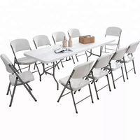 Table pliante portable rectangulaire en plastique blanc pour banquet, barbecue, camping, pique-nique