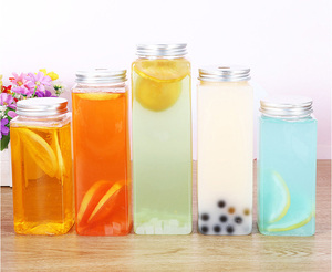 Precio bajo 16oz PET Botella de bebida fría cuadrada con tapa de aluminio Capacidad de 500ml Uso de bebidas Jugo de agua con tapa - Product Image 6