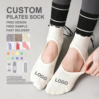 Chaussettes de yoga antidérapantes en coton pour femmes, chaussettes de sport brodées pour la danse classique