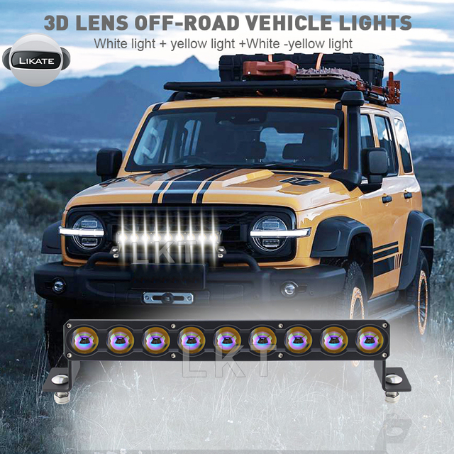 LKT Super Bright LED Light Bar Off Road Work Light Aluminum Dual Color Truck Car Led Work Light 12V 24V