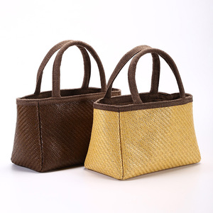 New style straw tote bag, bamboo woven bag, tea set storage bag, beach bag, straw woven bag, dropshipping available, bamboo - Product Image 5