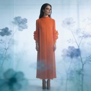 Vestido Abaya de Poliéster Estampado Plisado Elegante de Alta Calidad para Mujeres Musulmanas, Venta al Por Mayor Personalizada - Product Image 4