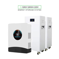 Kits de système d'énergie solaire domestique hybride hors réseau 48V 12KW onduleur solaire avec panneaux solaires stockage batteries lithium-ion 51.2V314AH