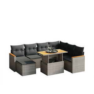 Ensemble de canapés de jardin en rotin gris 6 places, mobilier d'extérieur résistant aux intempéries, design contemporain - Product Image 1