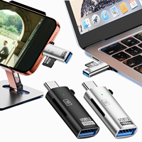 Kartu Memori TF 2 in 1 Kapasitas 2TB, Pembaca Kartu USB3.2 Tipe C Male ke USB A Female, Adaptor Transfer 10Gbps untuk Ponsel, Tablet, Laptop dengan Lubang Kunci
