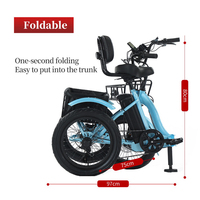 Tricycle électrique pliable à pneus larges de 18 pouces avec assistance au pédalage, batterie au lithium, vélo de neige pour adultes