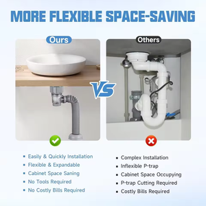 Nuevo estilo: Tubería de desagüe extensible de plástico PP moderna, flexible, para lavabo, fregadero de cocina, colador de lavabo - Product Image 3