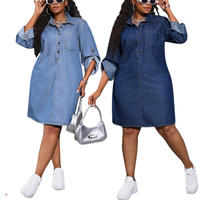 Robes en jean pour femmes grandes tailles, style décontracté sans bretelles, couleur unie, boutonnée, nouvelle collection, par des fabricants de vêtements.