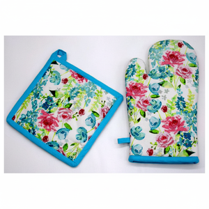 Ensemble de gants de cuisine et porte-casseroles, résistant à la chaleur, outil micro-ondes 100% coton, dos en silicone, fabricants bon marché, vente en gros - Product Image 1