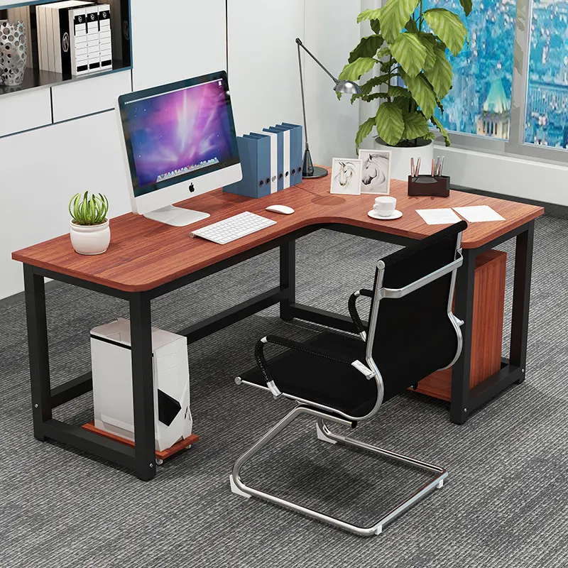 Mesa de estudo de design simples, mesa em forma de L, mesa de escritório em várias cores disponíveis, mesa de escritório clássica moderna