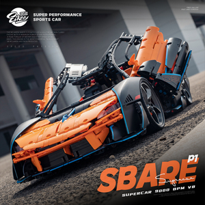 Modelo de coche de carreras deportivo, supercoche, MOC, juguetes Diy, bloques de construcción de gran tamaño, juguetes para niños, bloques de construcción a escala 1:8, coches - Product Image 4