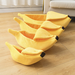 Banana Shaped Pet <b>Bed</b> Soft Plush Dog Cat <b>Nest</b> Yellow Oval Size Medium Small Puppies Pomeranian Teddy Dogs - Product Image 4