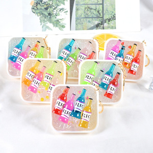Iced cocktail drink keychain, realistic food toy model ornament, creative <b>gift</b> bag pendant - Product Image 1