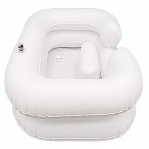Lavacabezas de Peluquería, Estación de Lavado con Lavabo Inclinable de Cerámica Blanca y Negra con Asiento Ajustable, Cama para Lavar el Cabello - Product Image 1