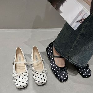 Chaussures plates Mary Jane légères à bout carré et à pois, style rétro français, pour <span class=keywords><strong>femme</strong></span>, idéales pour l'été - Product Image 1