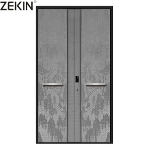 Porte de sécurité ZEKIN, finition moderne, porte d'entrée en alliage d'aluminium résistant aux ouragans avec fenêtres coupe-vent pour maisons - Product Image 1