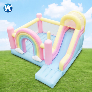 บ้านลมเป่าลมสีพาสเทลรุ่นใหม่ ดีไซน์สีรุ้ง พร้อมสไลเดอร์ บ้านเด้งดึ๋งหลากสีสัน ทำจาก PVC ทนทาน เหมาะสำหรับงานปาร์ตี้เด็ก - Product Image 5