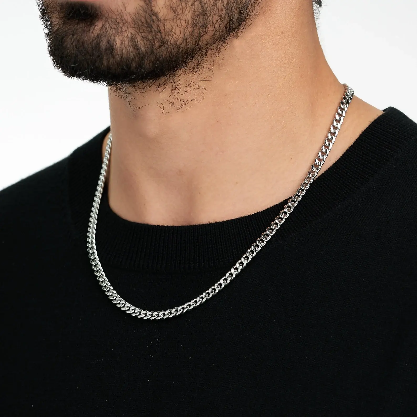 Moda jóias 5MM Curb cubano link chain Miami Stainless Steel cadeia hiphop para homens e mulheres