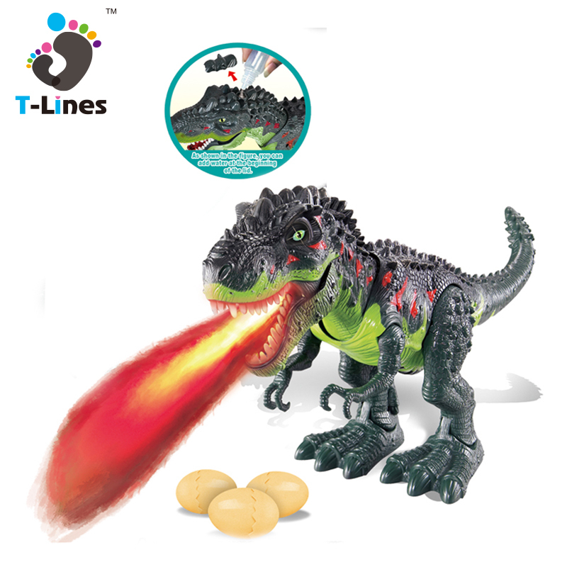 Электронные ходячие игрушки на батарейках, динозавры, Электрический динозавр, реалистичный умный распылитель, дышащая игрушка для детей