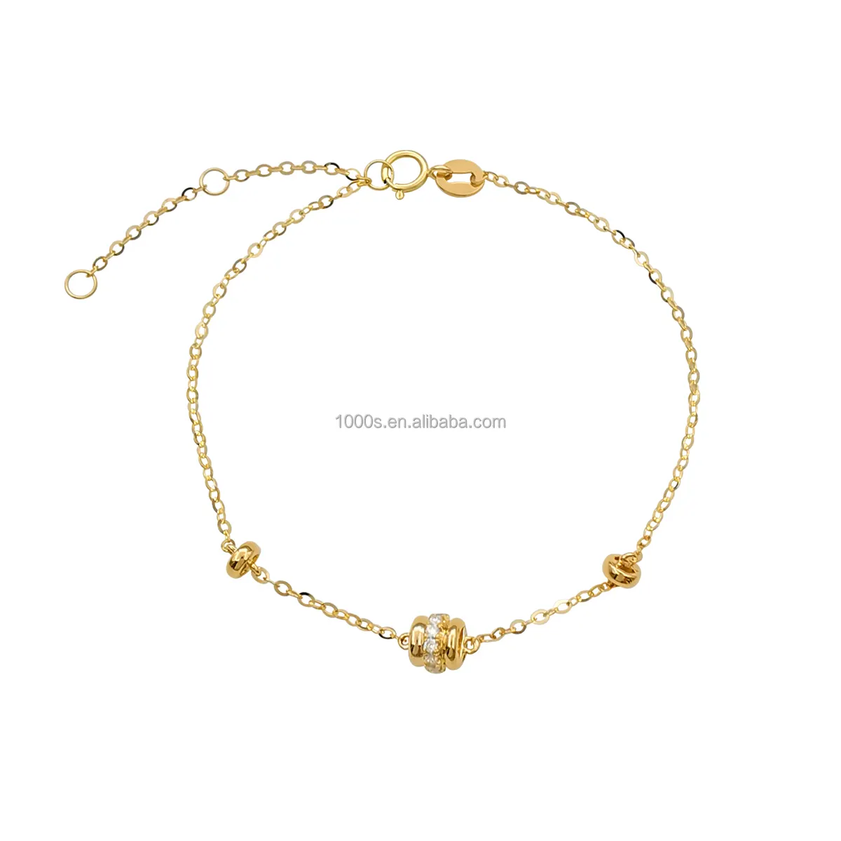 18k Real Gold Jewelry With Natural Diamond Necklace 18k Solid Gold Bracelets For Girls
