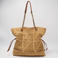 Sacs en paille minimalistes haut de gamme personnalisés, sacs fourre-tout en toile tissés à la main, grande capacité, légers, luxueux, unisexes pour un usage quotidien