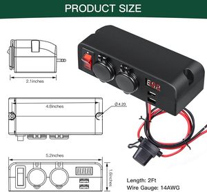 Divisor de enchufe de encendedor de cigarrillos 192W 2 adaptador de enchufe cargador <span class=keywords><strong>USB</strong></span> de coche de múltiples puertos - Product Image 2