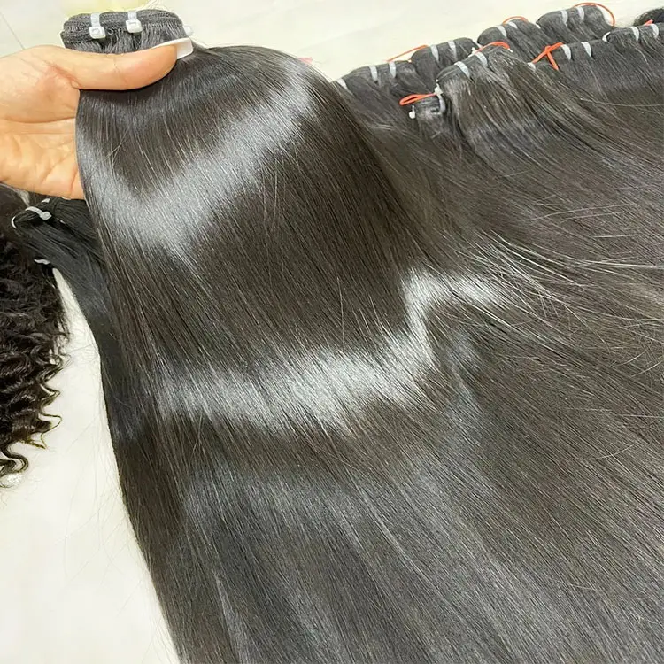 Livraison directe Vendeur Paquets de cheveux vierges droits Extension de cheveux indiens 100% Paquets de cheveux humains droits