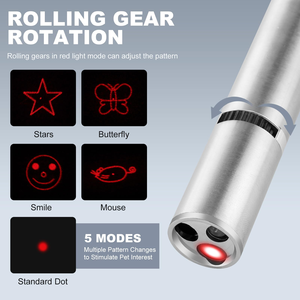 <b>Cat</b> Laser <b>Toy</b> USB Rechargeable Stainless Steel Pen Shape <b>Interactive</b> Multi-functional Teaser for <b>Cats</b> - Product Image 3