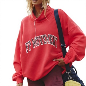 Sudadera de Último Diseño con Logotipo Personalizado para Mujer, Cuello Alto, Manga Larga, Estilo Casual, Estampado de Letras y Bordado, para Otoño e Invierno - Product Image 1