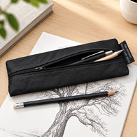 Tempat Pensil Kertas Kraft yang Dapat Dicuci, Kantong Pena Ramping dengan Ritsleting, Organizer Alat Tulis untuk Pelajar, Seniman, Kantor, Sekolah, Perlengkapan Perjalanan