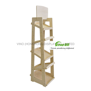 Étagère de présentation en bois VINO à 5 niveaux, double face, sur pied, pour magasin de détail, réglable, légère, avec étagères verticales - Product Image 4