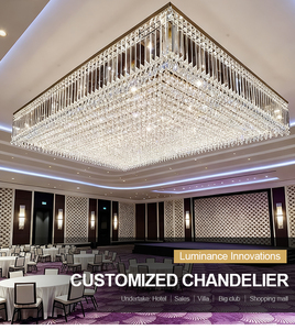 <span class=keywords><strong>Lustre</strong></span> de luxe sur mesure pour salle de banquet, design moderne <span class=keywords><strong>en</strong></span> <span class=keywords><strong>cristal</strong></span> K9, <span class=keywords><strong>grand</strong></span> <span class=keywords><strong>lustre</strong></span> carré pour hall d'hôtel et villa - Product Image 2
