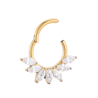 Fuxuan ASTM F136 Titane Plaqué Or Anneau De Segment Articulé avec Marquise Zircon Anneau De Nez Piercing Bijoux