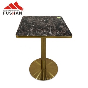 Tùy chỉnh phong cách hiện đại chất lượng cao vuông nhà hàng Dinning bảng ván ép và Laminate với khung kim loại với kim loại cạnh - Product Image 1